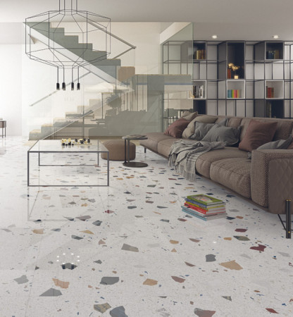 CARRELAGE ARCANA CERAMICA STRACCIATELLA ASPECT TERRAZZO