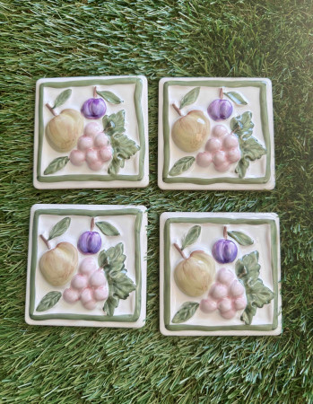 DECOR CARRELAGE 9,7x9,7CM MANZANA BLANCO-VERDE CUISINE