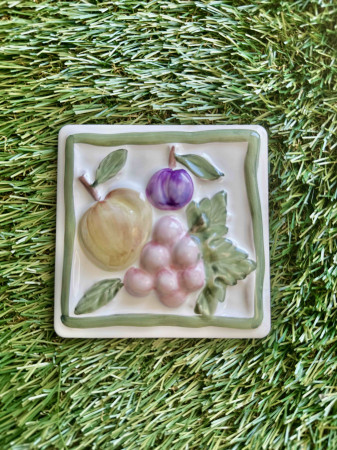 DECOR CARRELAGE 9,7x9,7CM MANZANA BLANCO-VERDE CUISINE