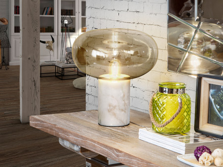 Lampe de table LED Fungi marbre blanc