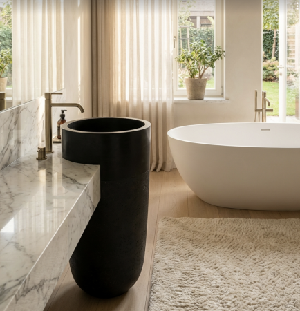 Lavabo cone à poser en basalte  